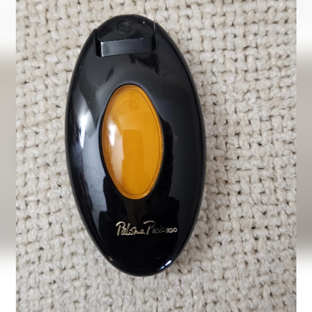 Paloma Picasso Collectible. Vintage. Black w Amber Window and Gold Text. **Empty